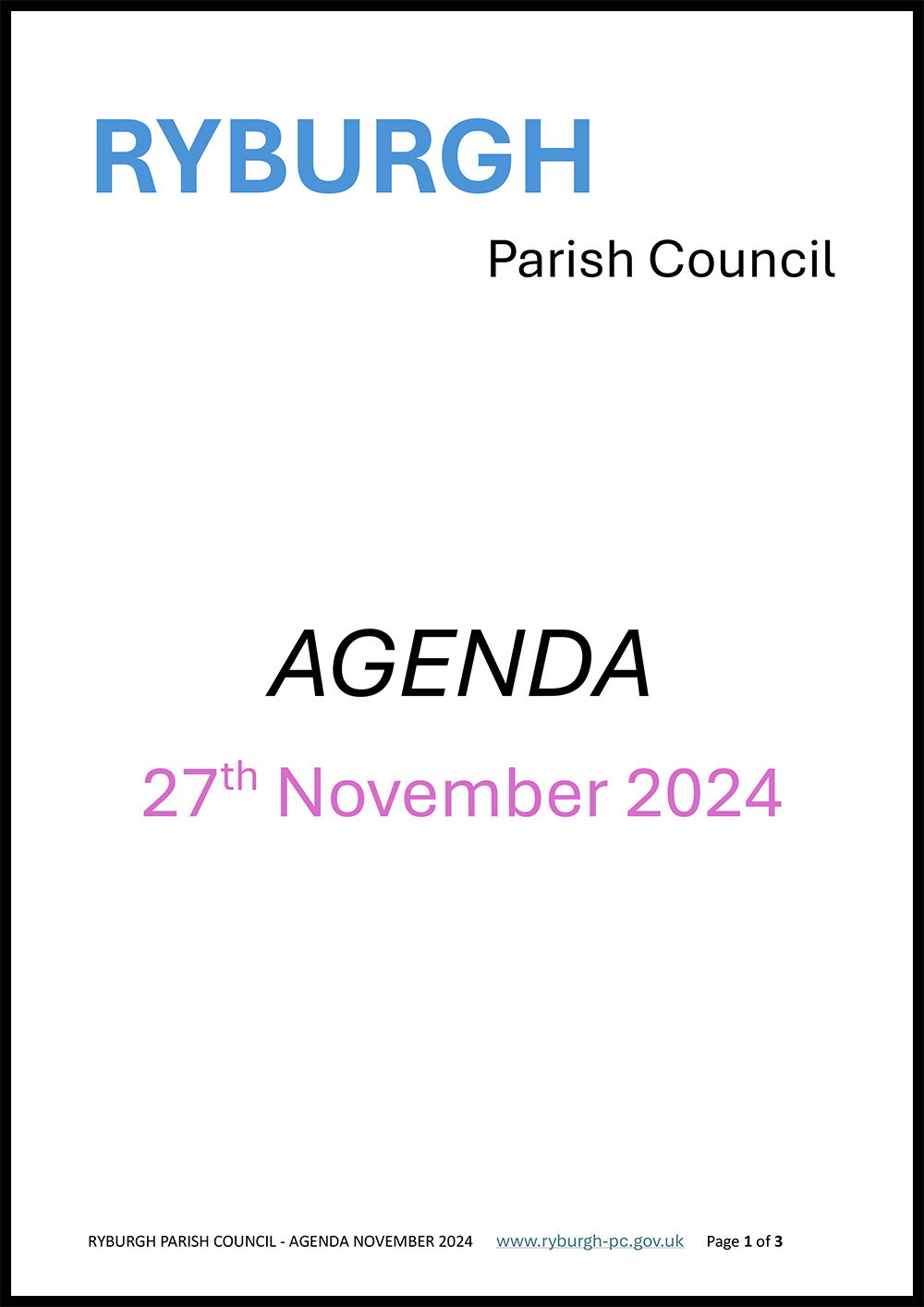 Ryburgh Parish Council Agenda for November 2024