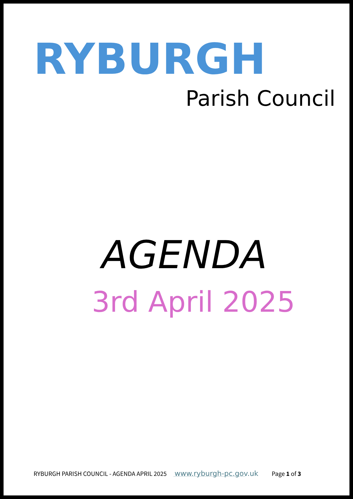 Agenda for March meeting