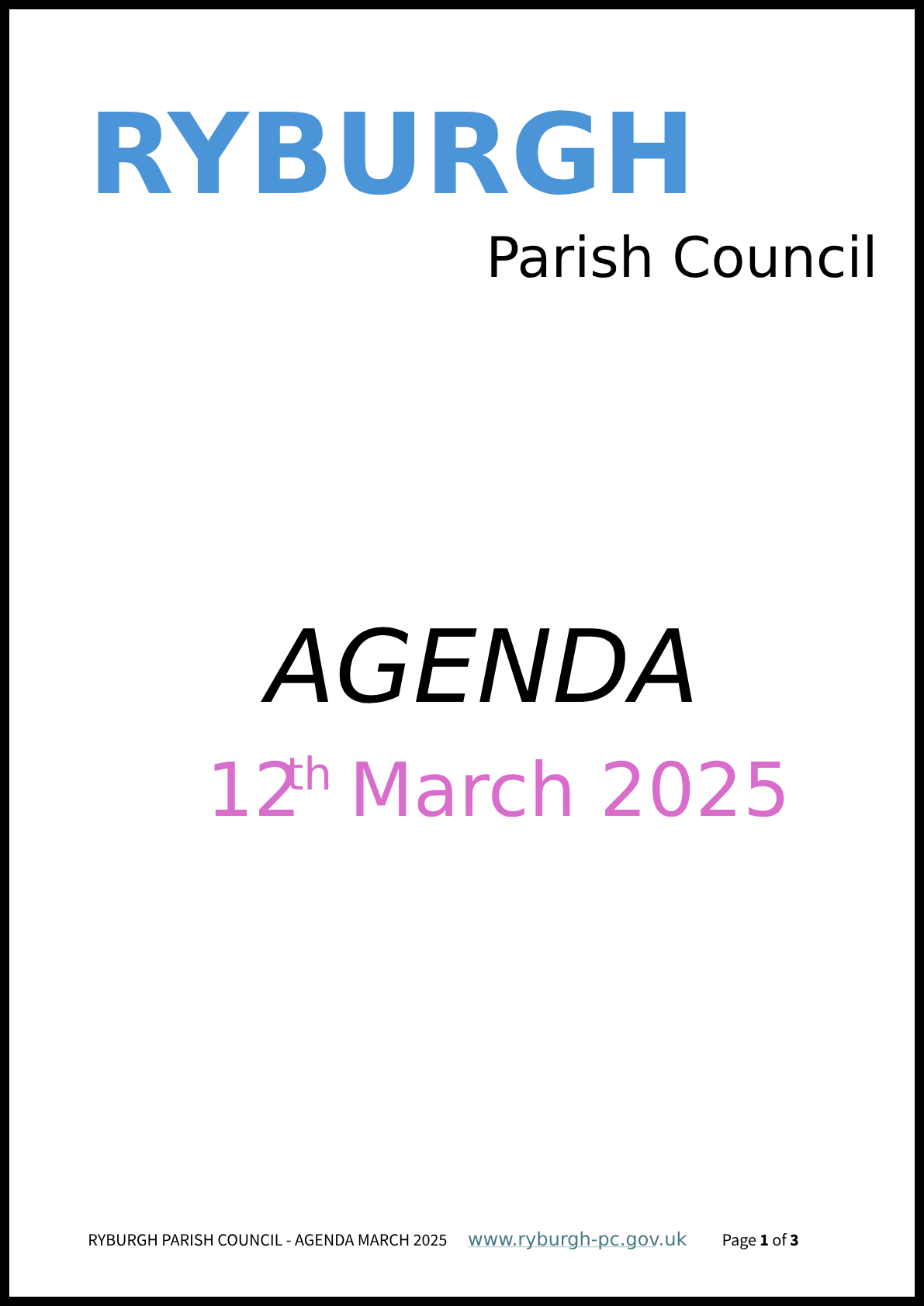 Agenda for March meeting