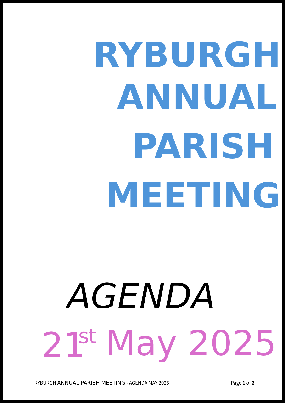 Agenda for March meeting