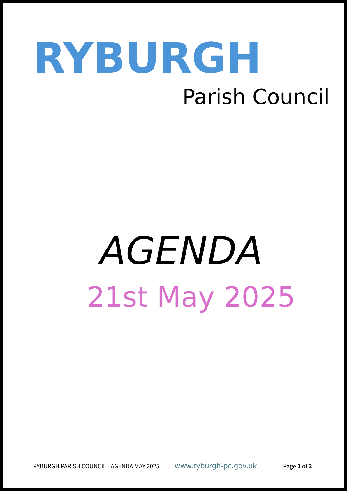 Agenda for March meeting