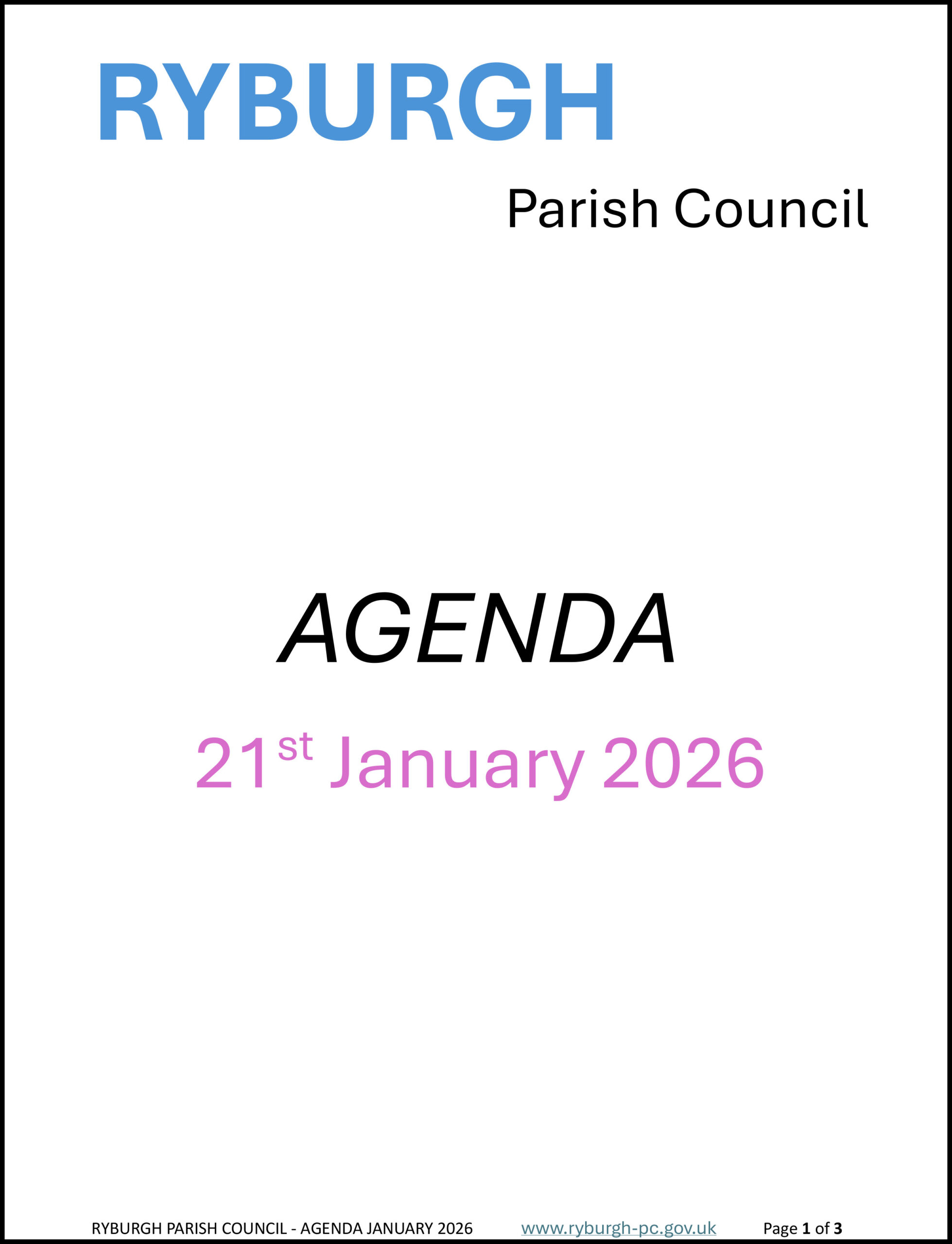 Agenda for March meeting