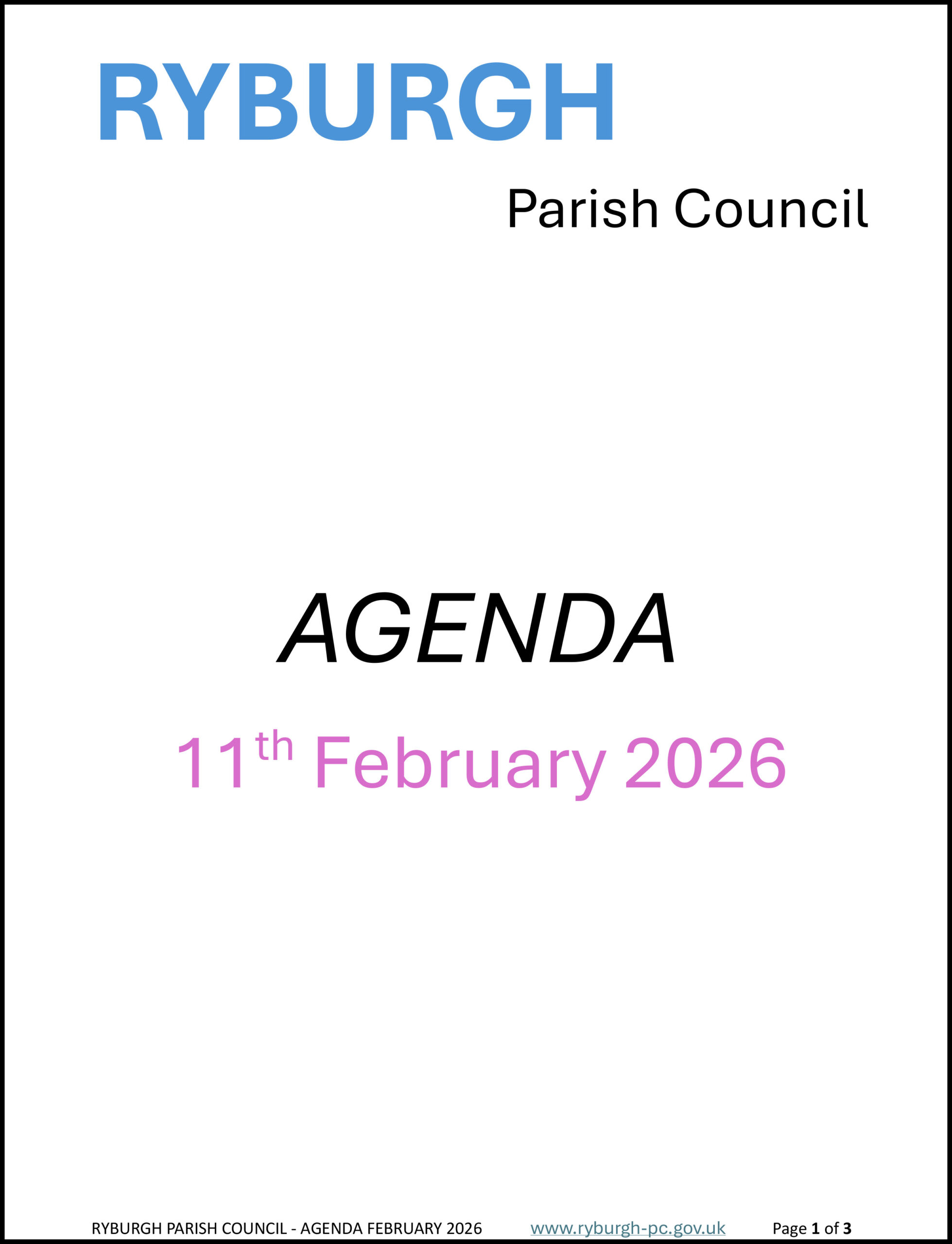 Agenda for February meeting