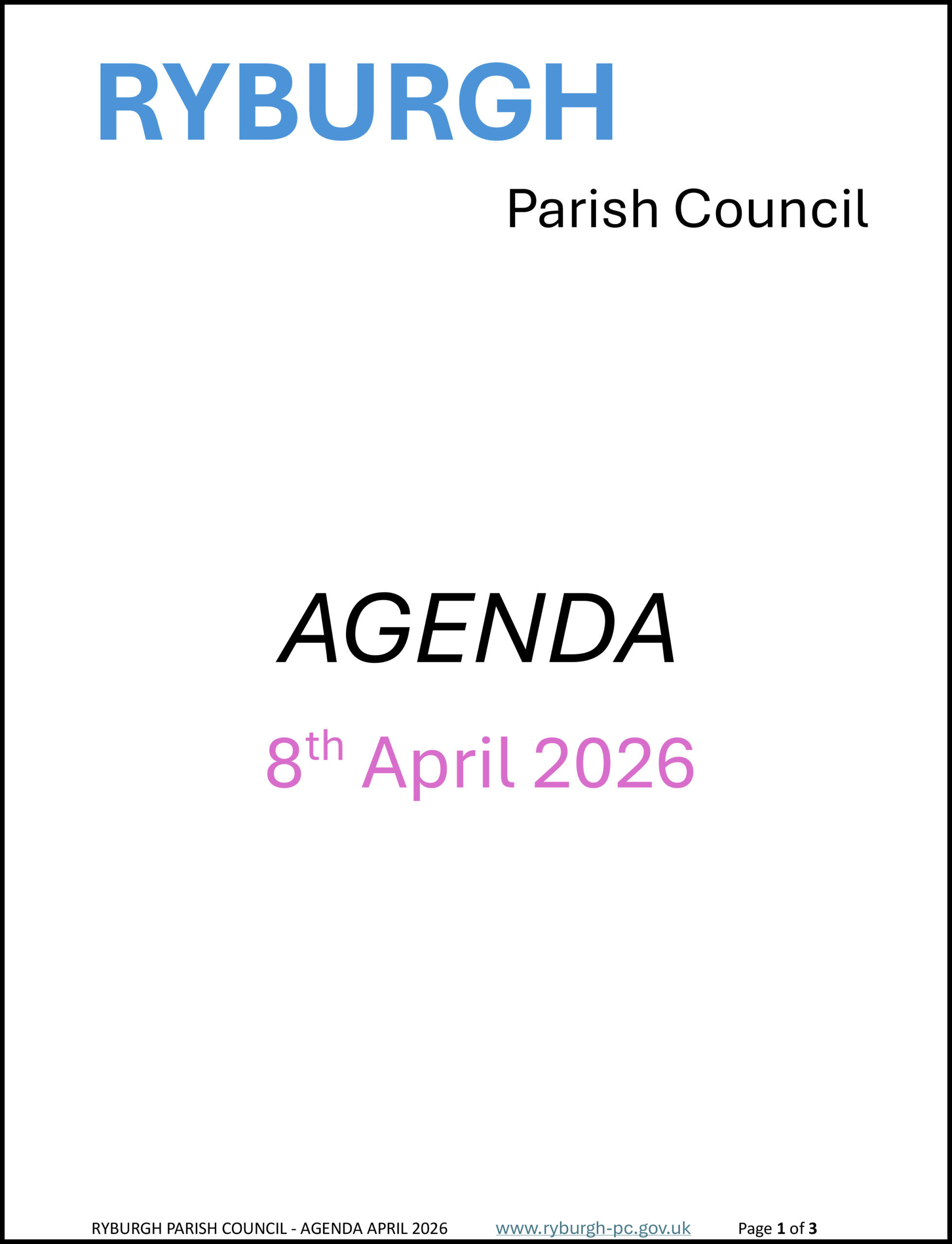 Agenda for February meeting